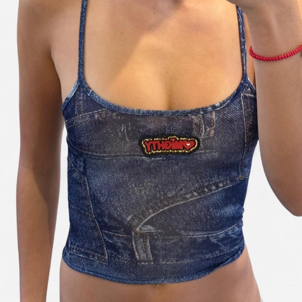 OMIGHTY Blue Denim Print Women's Top